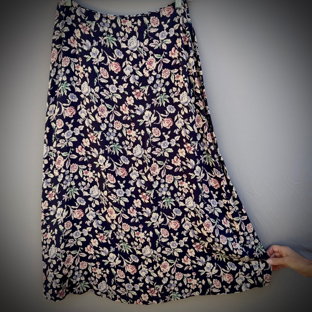 Silk Floral Midi Skirt